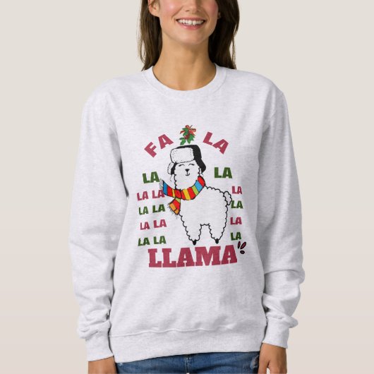 キュートなクリスマスおもしろいギフトFa La La Llamaユーモア スウェットシャツ (正面)