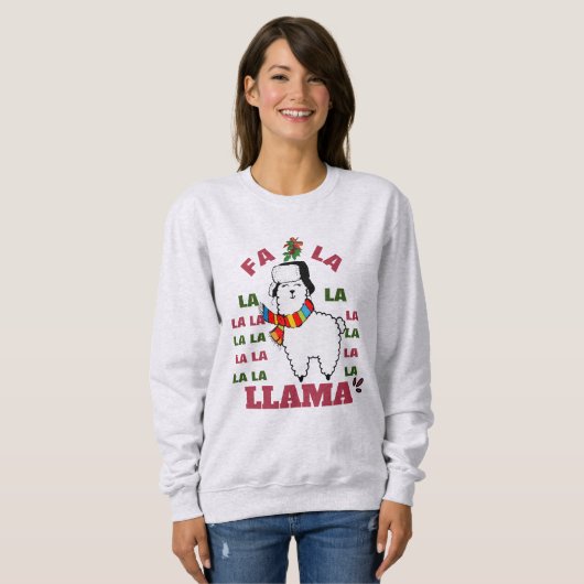 キュートなクリスマスおもしろいギフトFa La La Llamaユーモア スウェットシャツ (正面フル)