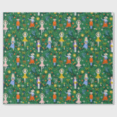 キュートなクリスマスくるみクラッカーバレリーナマウスの弓 ラッピングペーパー (フラット)