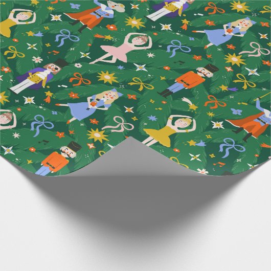 キュートなクリスマスくるみクラッカーバレリーナマウスの弓 ラッピングペーパー (角)