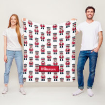 キュートなクリスマスくるみ割りパターンフリースブランケット