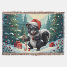 キュートなクリスマスのスカンク漫画 スローブランケット