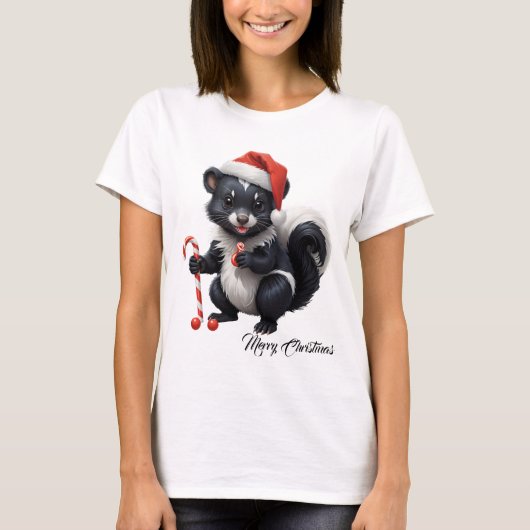 キュートなクリスマスのスカンク漫画 Tシャツ (正面)