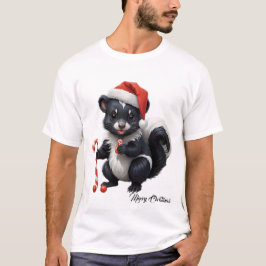 キュートなクリスマスのスカンク漫画 Tシャツ