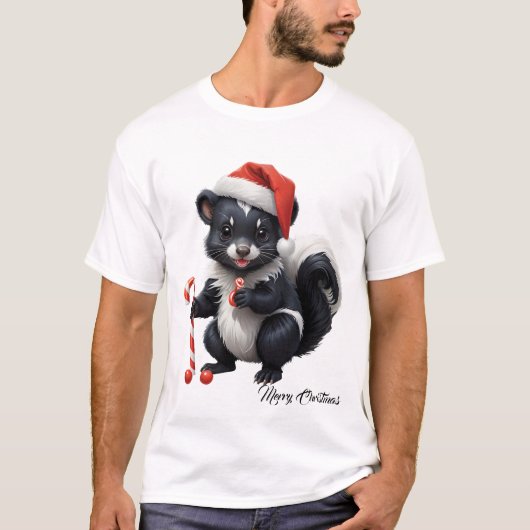 キュートなクリスマスのスカンク漫画 Tシャツ (正面)