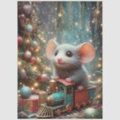 キュートなクリスマスのネズミの汽車の旅デコパージュ 薄葉紙 (正面)