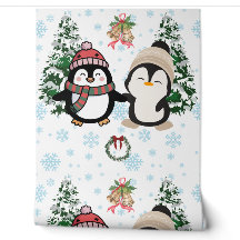 キュートなクリスマスのペンギン 冬のワンダーランド 壁紙