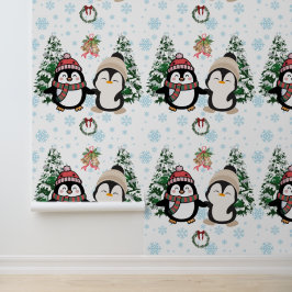 キュートなクリスマスのペンギン 冬のワンダーランド 壁紙