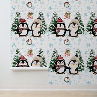 キュートなクリスマスのペンギン 冬のワンダーランド 壁紙