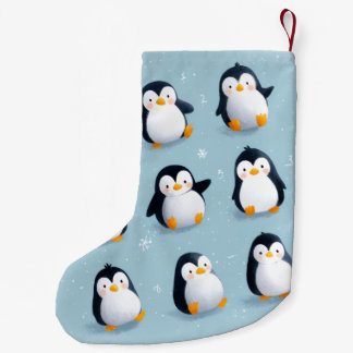 キュートなクリスマスのペンギン - 祝祭のホリデーストッキング スモールクリスマスストッキング