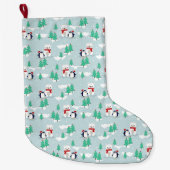 キュートなクリスマスのホッキョクグマとペンギン ラージクリスマスストッキング (正面)
