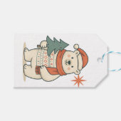 キュートなクリスマスのホッキョクグマ スカンジナビアの冬 ギフトタグ (正面(横))