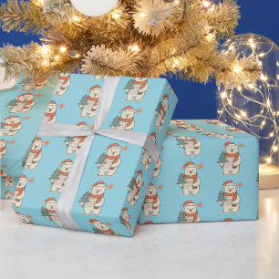 キュートなクリスマスのホッキョクグマ スカンジナビアの冬 ラッピングペーパー