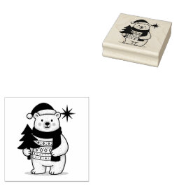 キュートなクリスマスのホッキョクグマ スカンジナビアの冬 ラバースタンプ