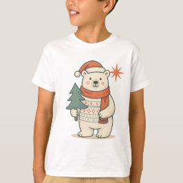 キュートなクリスマスのホッキョクグマ | スカンジナビアの冬 Tシャツ