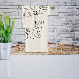 キュートなクリスマスのミニマルなドードルタオル風呂セット バスタオルセット