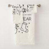 キュートなクリスマスのミニマルなドードルタオル風呂セット バスタオルセット (インサイチュ)