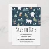 キュートなクリスマスの冬の動物たち インビテーションポストカード (正面/裏面)