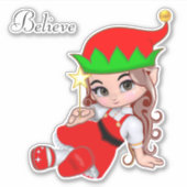 キュートなクリスマスの妖精のエルフ シール (正面)