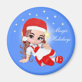 キュートなクリスマスの妖精の天使と星のマグネット マグネット