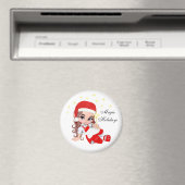 キュートなクリスマスの妖精の天使と星 マグネット (インサイチュ (食洗機))