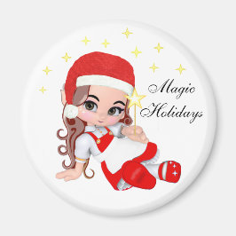 キュートなクリスマスの妖精の天使と星 マグネット