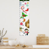 キュートなクリスマスの成長チャートのメトリック ポスター (キッチン)
