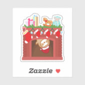 キュートなクリスマスの暖炉のスロッスステッカー シール (シート)