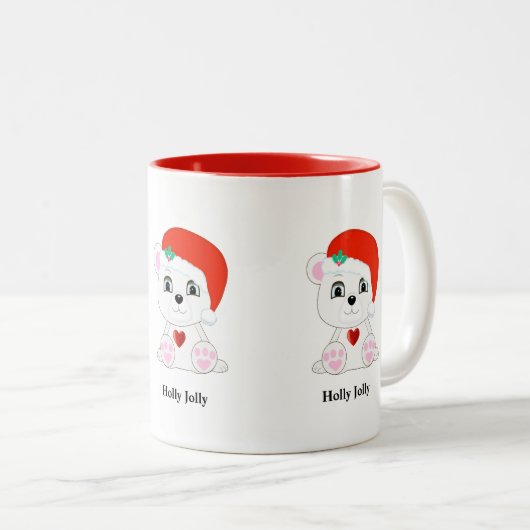 キュートなクリスマスの極熊の漫画 ツートーンマグカップ (正面右)