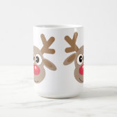 キュートなクリスマスの漫画トナカイ冬の白 コーヒーマグカップ (中央)