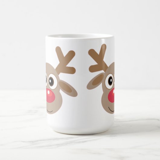キュートなクリスマスの漫画トナカイ冬の白 コーヒーマグカップ (中央)
