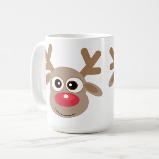 キュートなクリスマスの漫画トナカイ冬の白 コーヒーマグカップ (正面左)