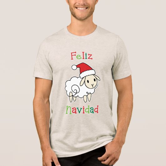 キュートなクリスマスの羊 - Feliz Navidad トライブレンドTシャツ (正面)