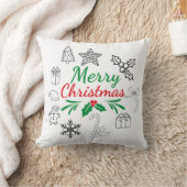 キュートなクリスマスの落書きスローピロー クッション (ブランケット)