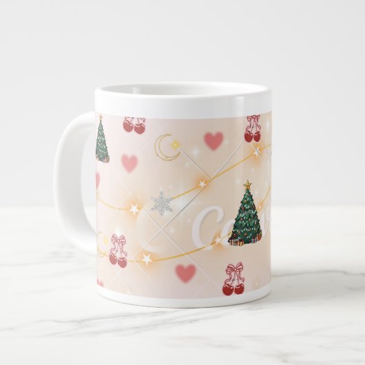 キュートなクリスマスの雰囲気マグカップ ジャンボコーヒーマグカップ (正面左)