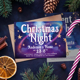 キュートなクリスマスの「魔法を信じて」銀河の夜のパーティー 招待状