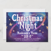キュートなクリスマスの「魔法を信じて」銀河の夜のパーティー 招待状 (正面)