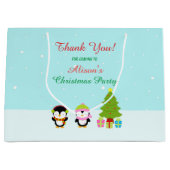 キュートなクリスマスウィンターペンギンと木ありがとう ラージペーパーバッグ (正面)