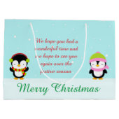 キュートなクリスマスウィンターペンギンと木ありがとう ラージペーパーバッグ (裏面)