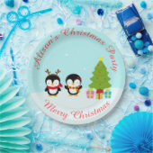 キュートなクリスマスウィンターペンギンと木 ペーパープレート (パーティー)