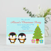 キュートなクリスマスウィンターペンギンと木 招待状 (スタンド正面)