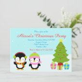 キュートなクリスマスウィンターペンギンと木 招待状 (スタンド正面)