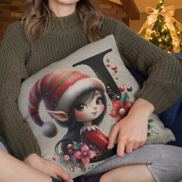 キュートなクリスマスエルフのフェスティブJフェイクタン革 クッション