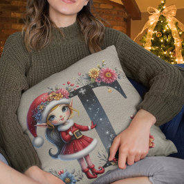 キュートなクリスマスエルフのフェスティブTフェイクタン革 クッション
