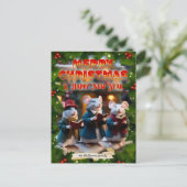 キュートなクリスマスカロルネズミクリスチャンカスタムフォト シーズンポストカード (スタンド正面)