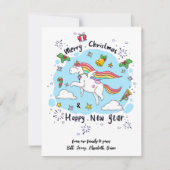 キュートなクリスマスカーお洒落ドUnicornカスタムカード シーズンカード (正面)