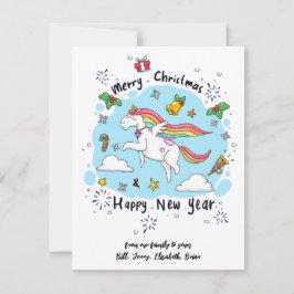 キュートなクリスマスカーお洒落ドUnicornカスタムカード シーズンカード