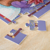 キュートなクリスマスガール雪だるまとポインセチア ジグソーパズル (側面)