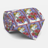 キュートなクリスマスガール雪だるまとポインセチア ネクタイ (ロール)