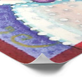 キュートなクリスマスガール雪だるまとポインセチア ポスター (角)